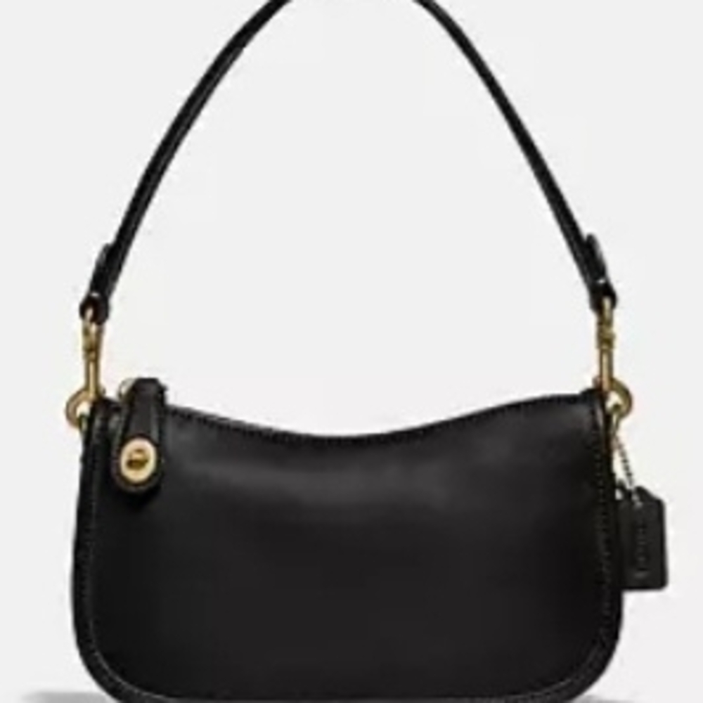 Classic Swinger Black Leather Shoulder Bag - Coach